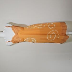 Vintage Vanity Fair Slip Dress Women’s 36 Orange White Lace Nylon Lingerie USA